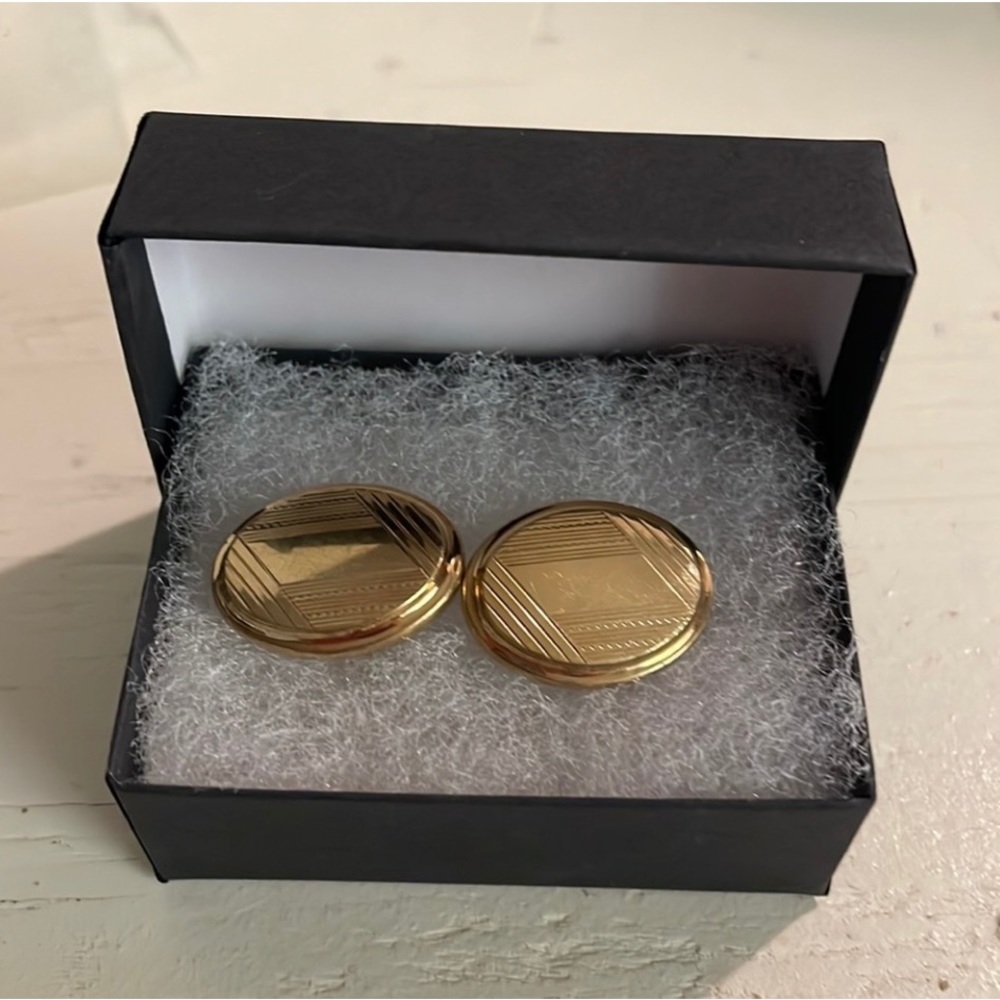 Antique unsigned/ 1/20 14k GF-gold filled-engravable oval cuff links